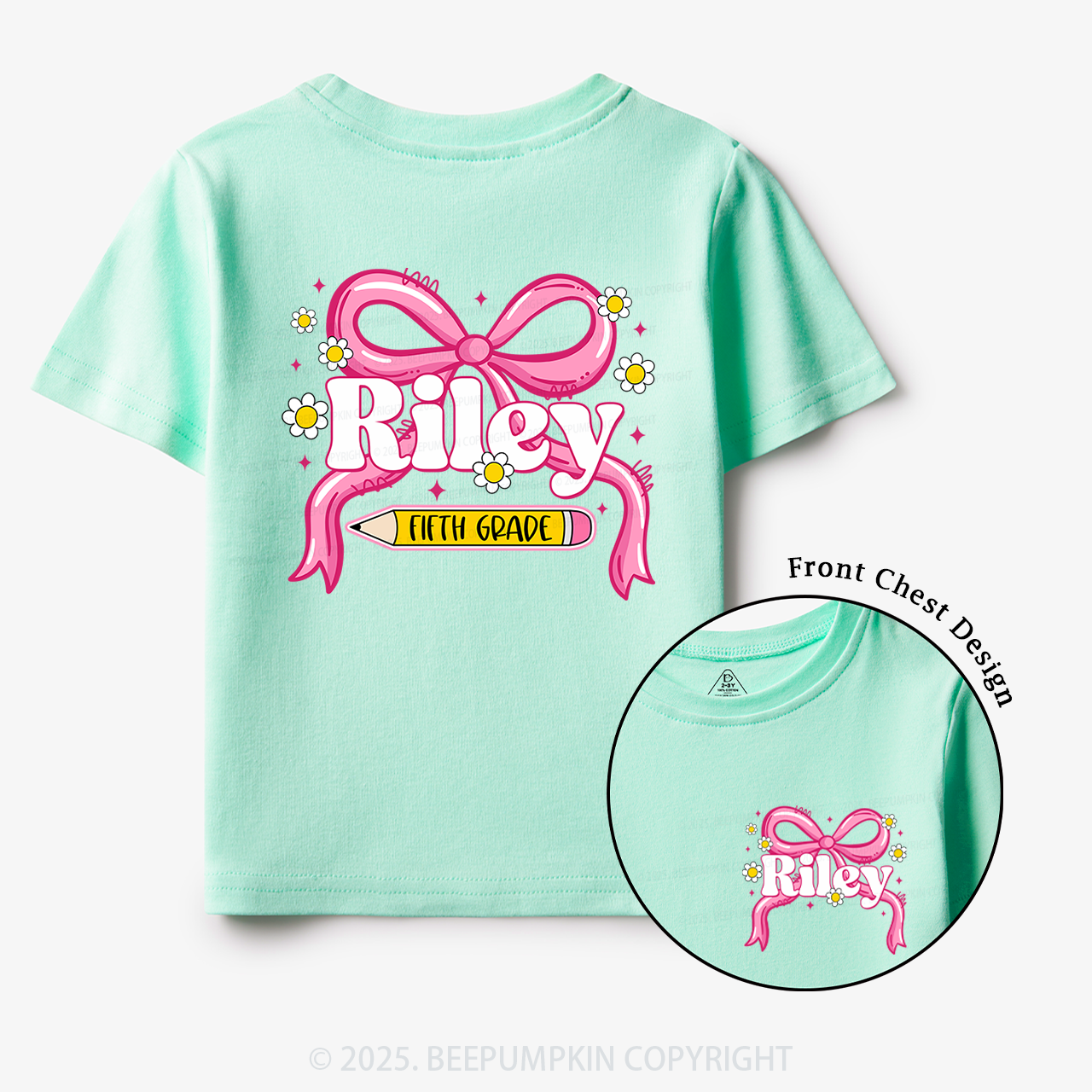 Personalized First Grade Girly  Toddler&Kid's Tees Beepumpkin
