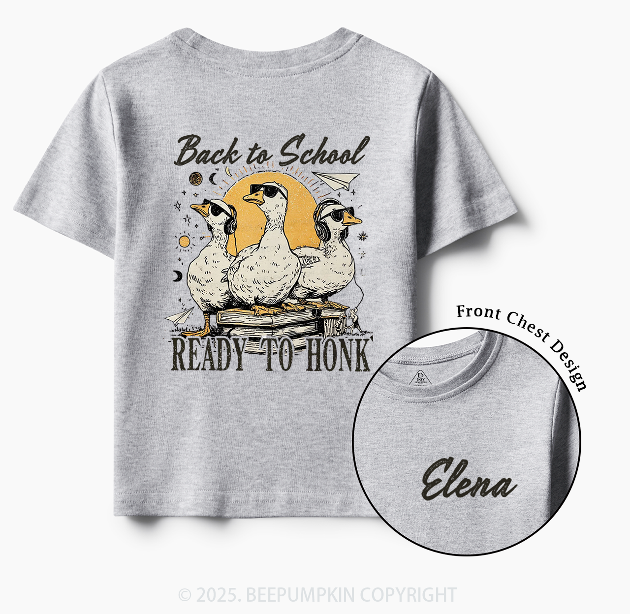 Personalized Back To School Ready To Honk Toddler&Kid's Tees Beepumpkin