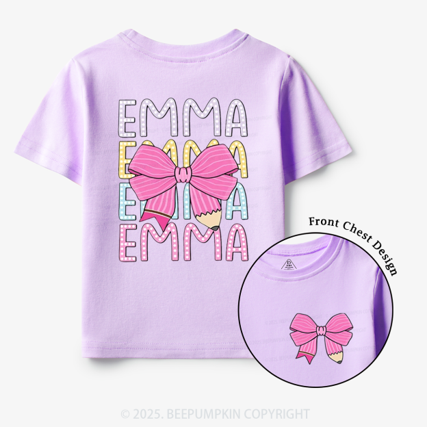 Personalized Pink Bow Toddler&Kid's Tees Beepumpkin
