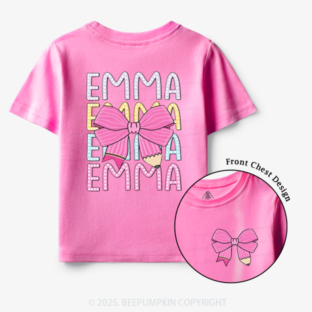 Personalized Pink Bow Toddler&Kid's Tees Beepumpkin