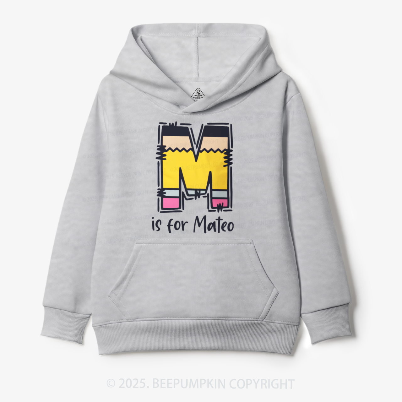 Personalized Pencil Letter Kid's Hoodies Beepumpkin