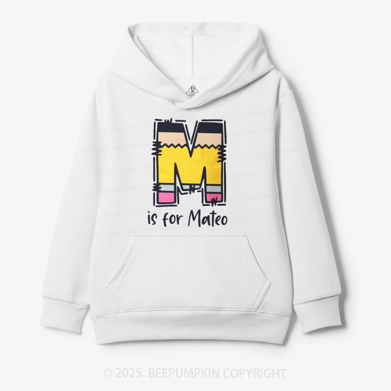 Personalized Pencil Letter Kid's Hoodies Beepumpkin