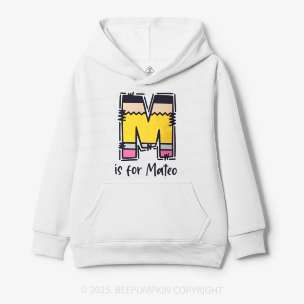 Personalized Pencil Letter Kid's Hoodies Beepumpkin