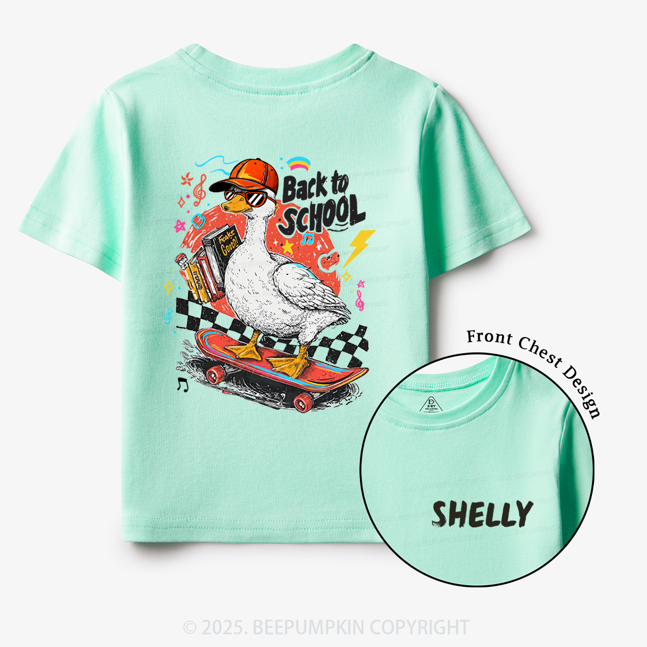 Personalized Funny Skateboard Goose Toddler&Kid's Tees Beepumpkin