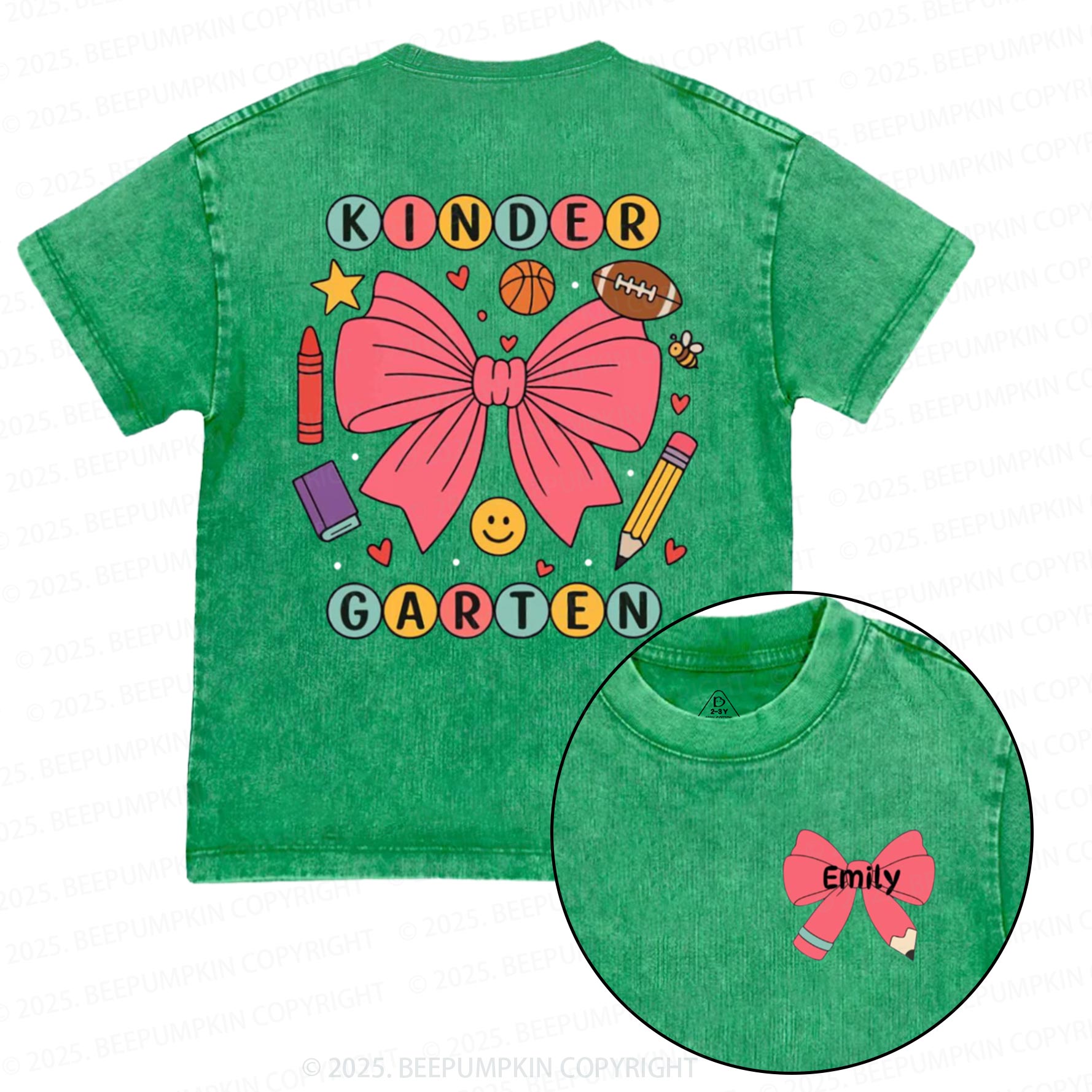 Personalized Coquette Kindergarten Toddler&Kids Washed Tees
