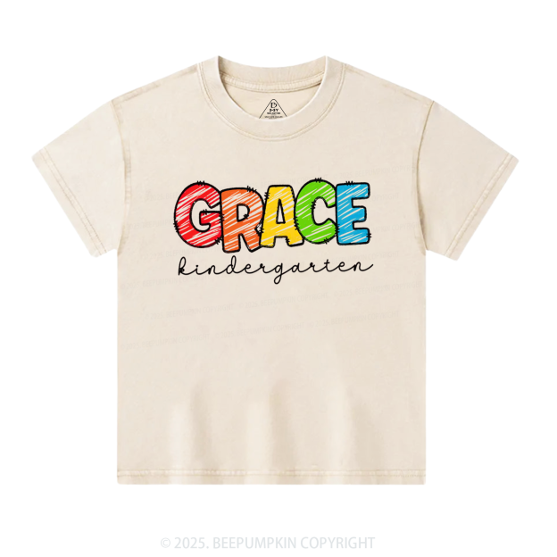 Personalized Rainbow Alphabet Name Toddler&Kids Washed Tees