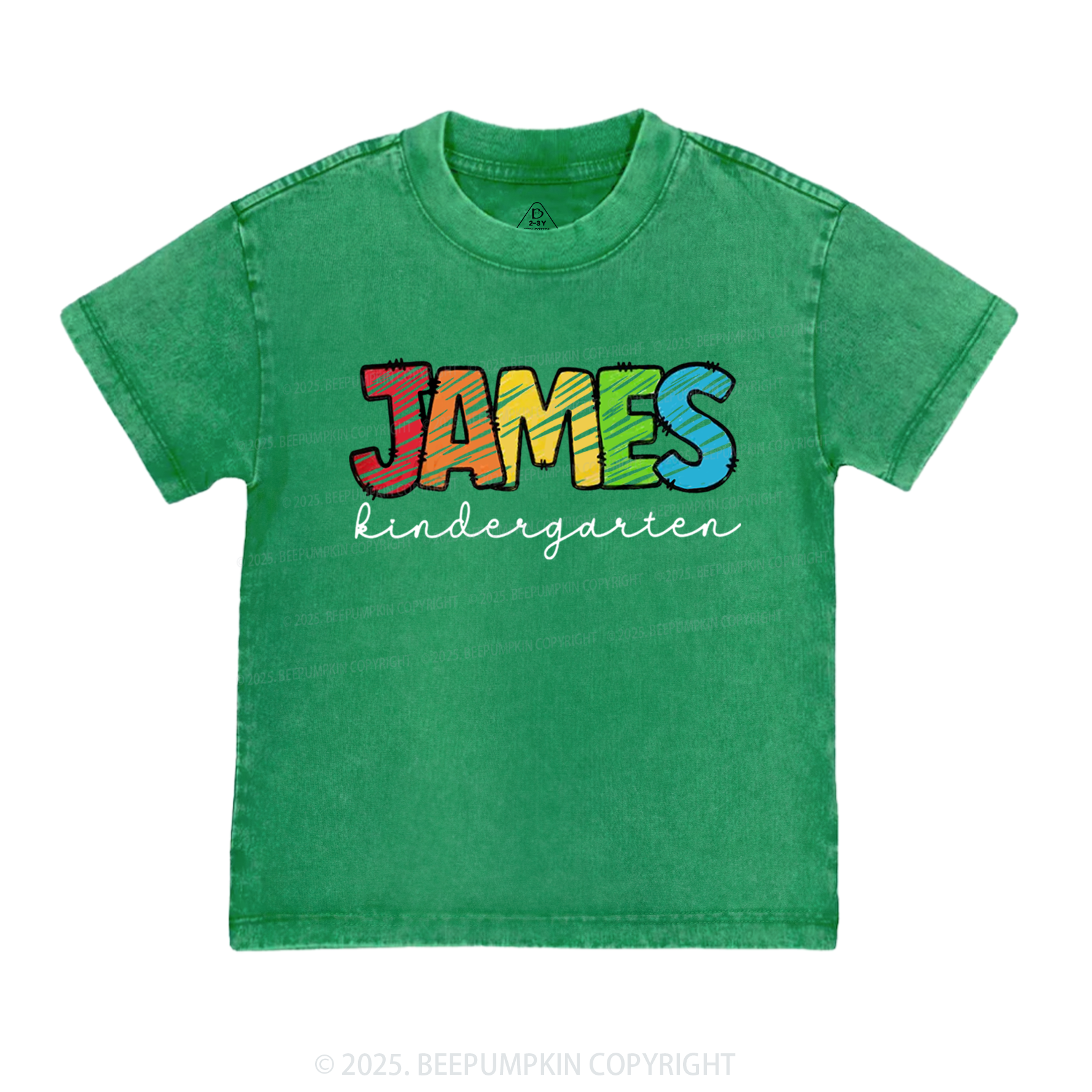 Personalized Rainbow Alphabet Name Toddler&Kids Washed Tees
