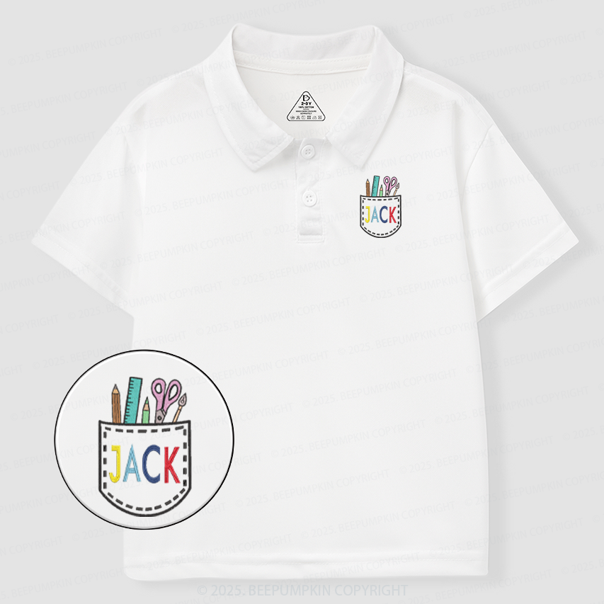 Embroidery Personalized Pocket Name Toddler&Kid's Polo Shirt Beepumpkin