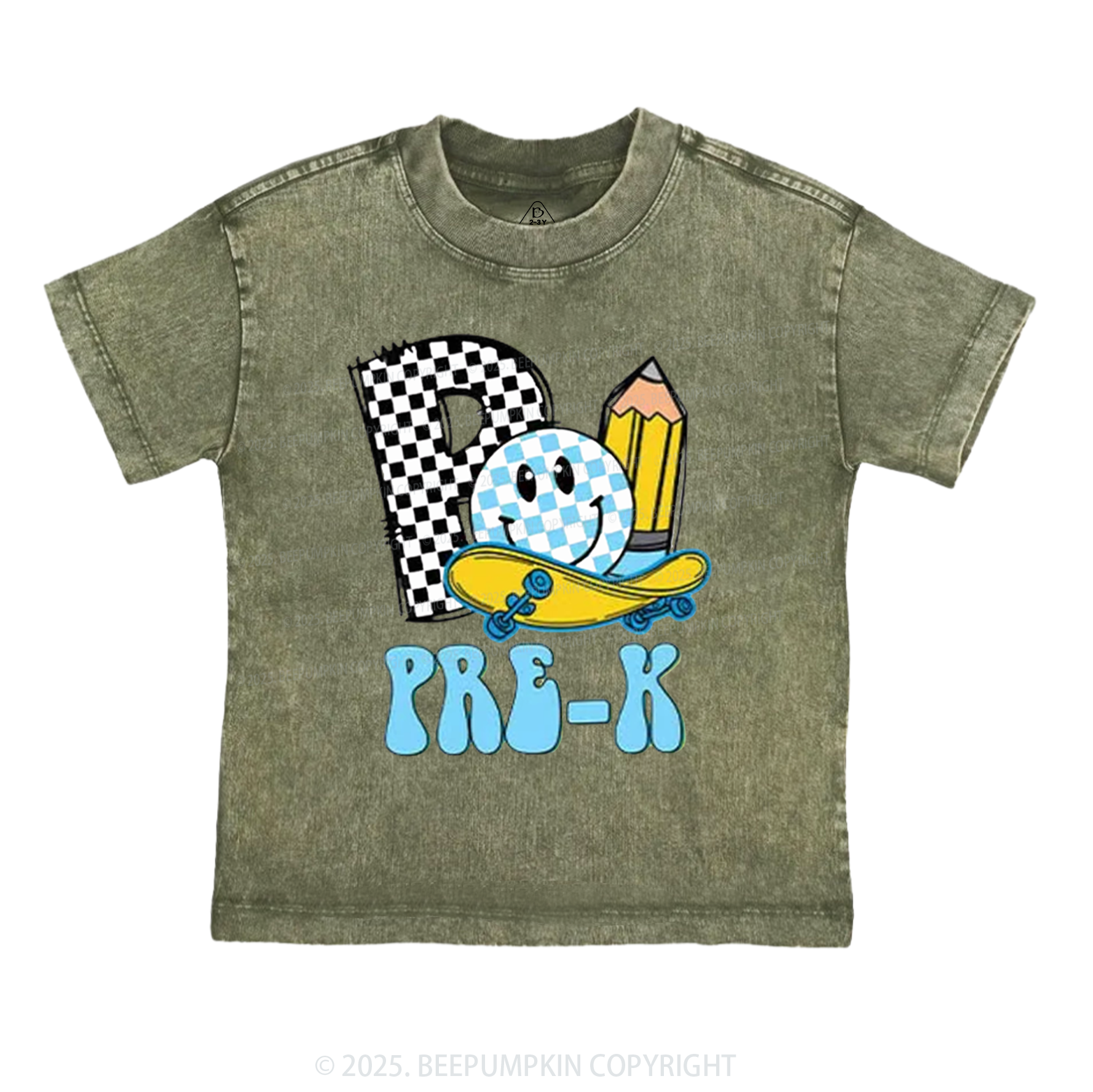 Personalized Pencil & Board Crew Toddler&Kids Washed Tees