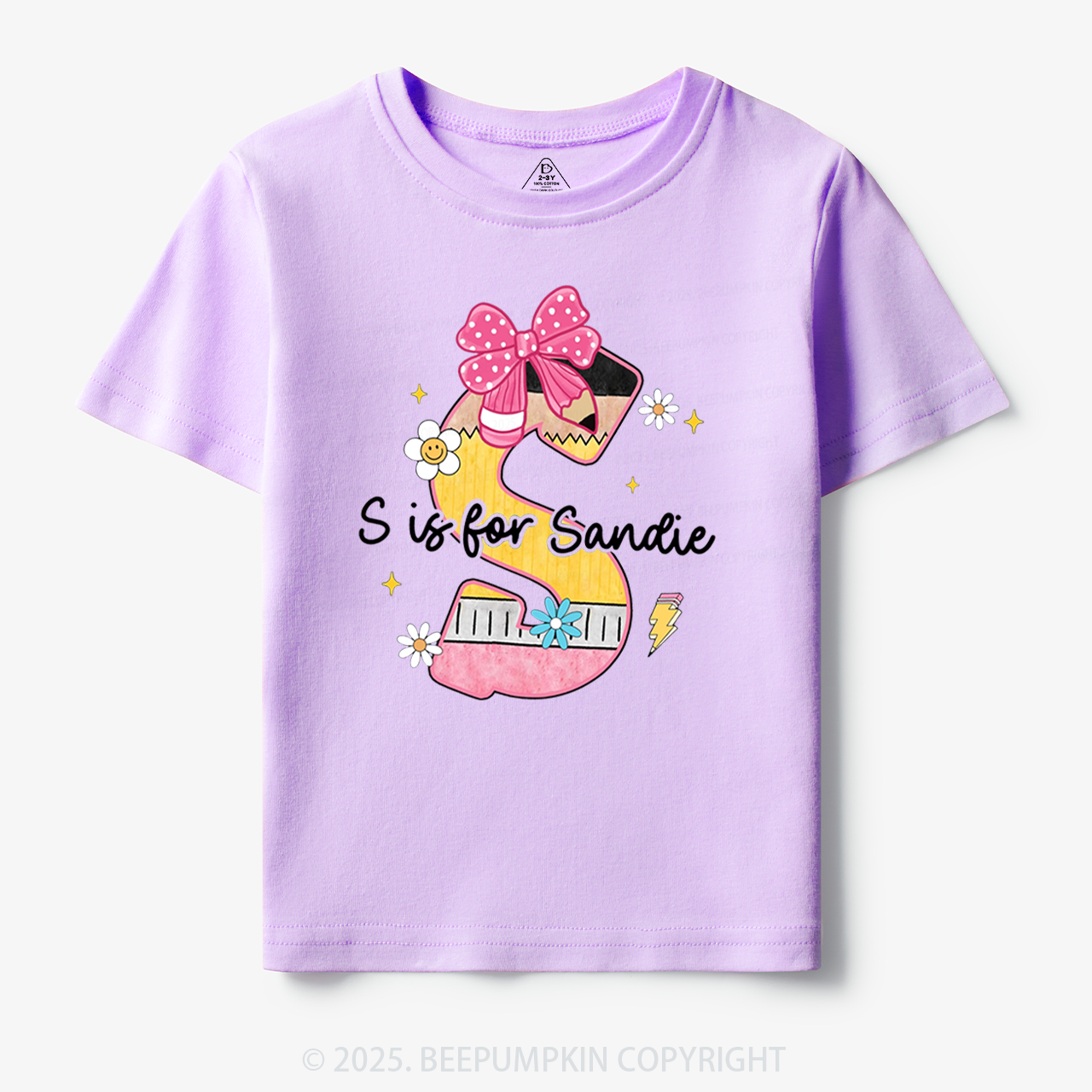 Personalized Pencil Bow Name Toddler&Kid's Tees Beepumpkin