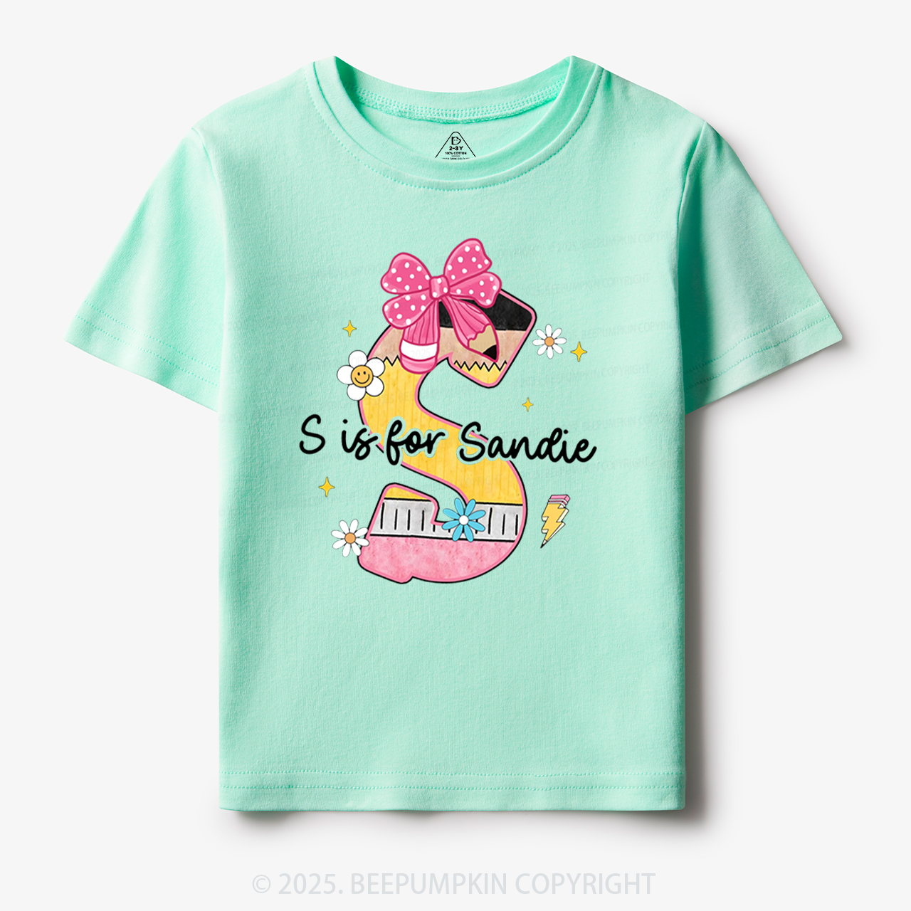 Personalized Pencil Bow Name Toddler&Kid's Tees Beepumpkin
