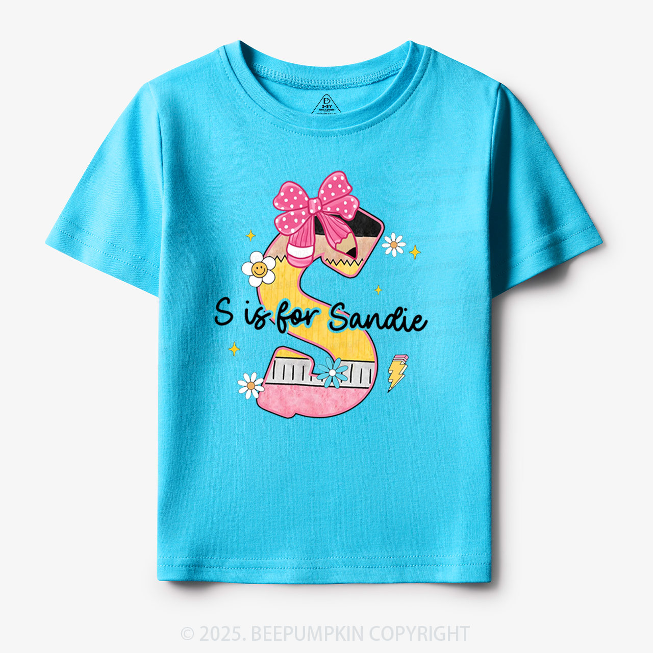 Personalized Pencil Bow Name Toddler&Kid's Tees Beepumpkin