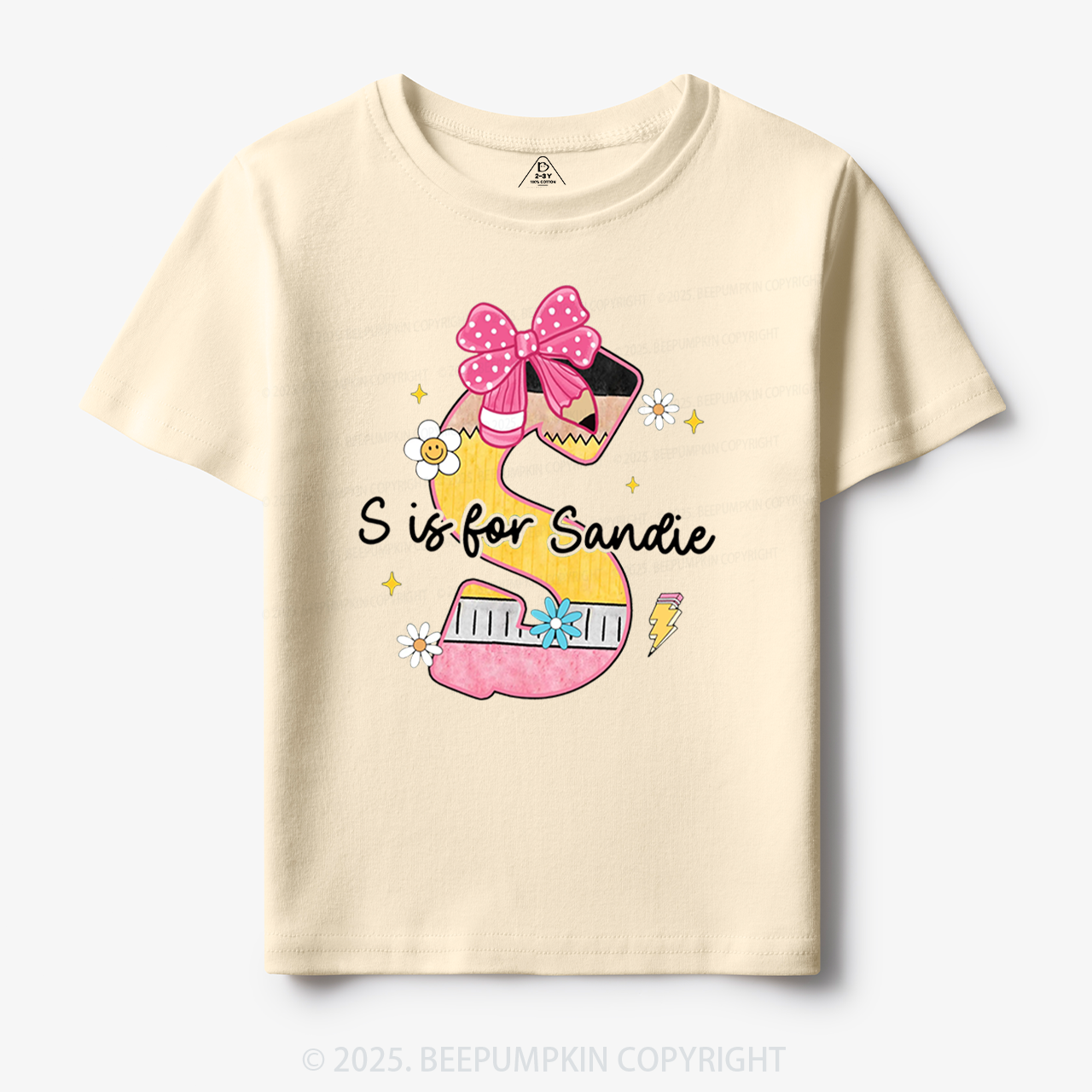 Personalized Pencil Bow Name Toddler&Kid's Tees Beepumpkin