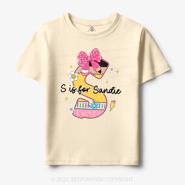 Personalized Pencil Bow Name Toddler&Kid's Tees Beepumpkin