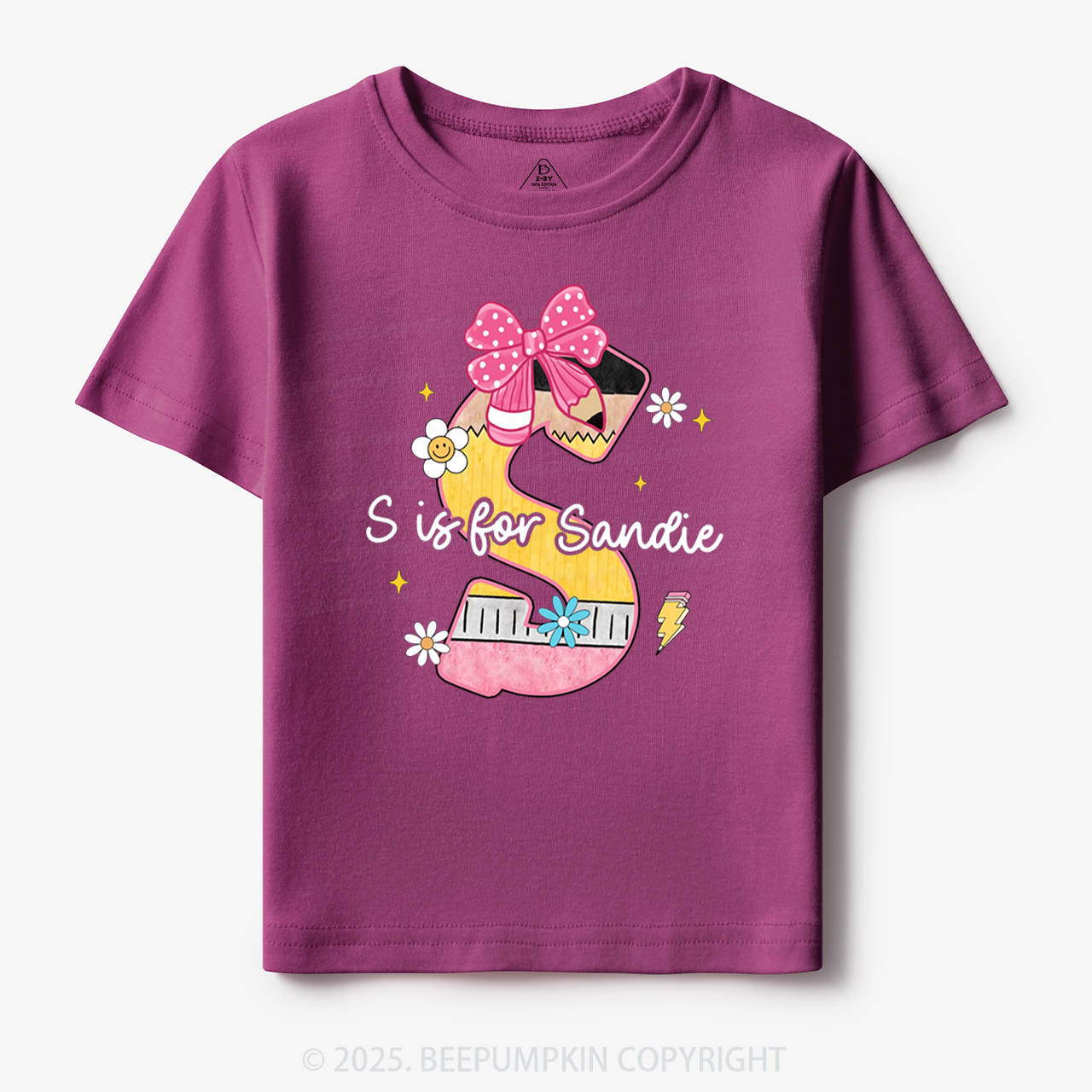 Personalized Pencil Bow Name Toddler&Kid's Tees Beepumpkin
