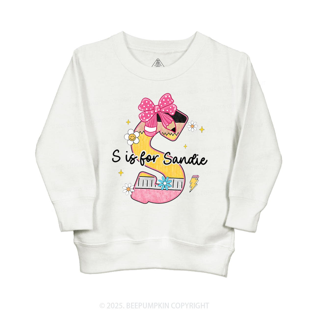 Personalized Pencil Bow Name Kid's Sweatshirt