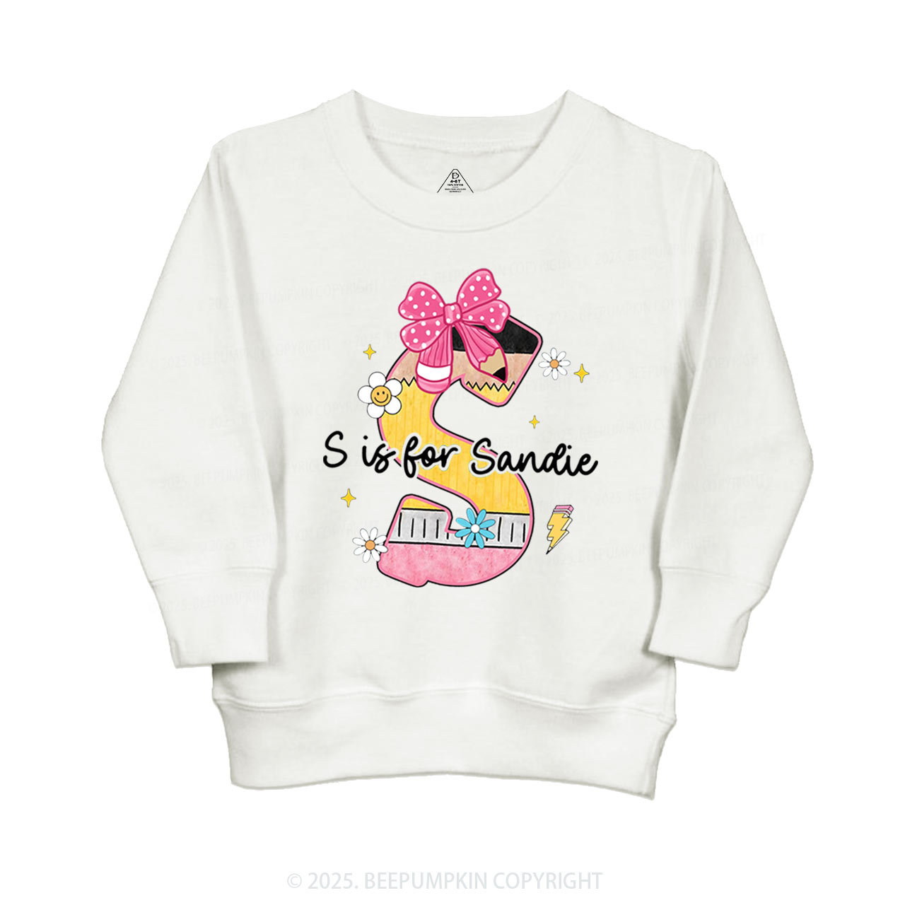 Personalized Pencil Bow Name Kid's Sweatshirt
