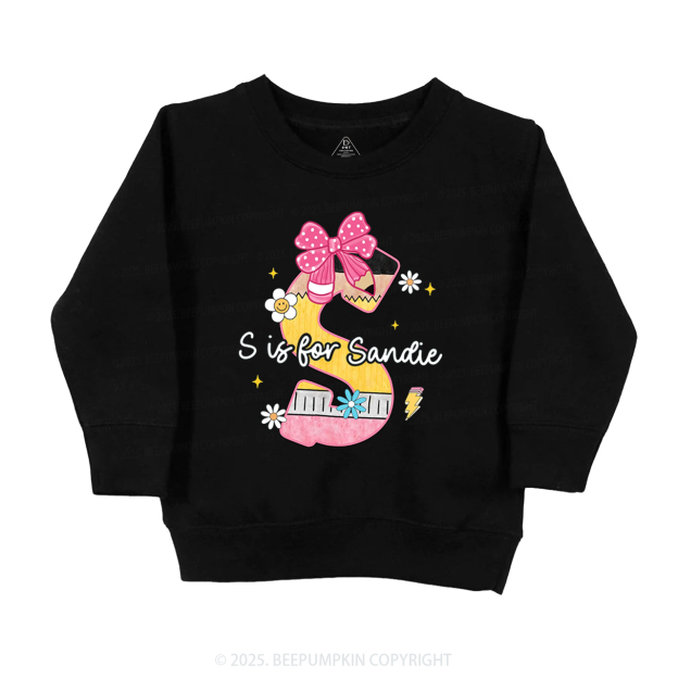 Personalized Pencil Bow Name Kid's Sweatshirt