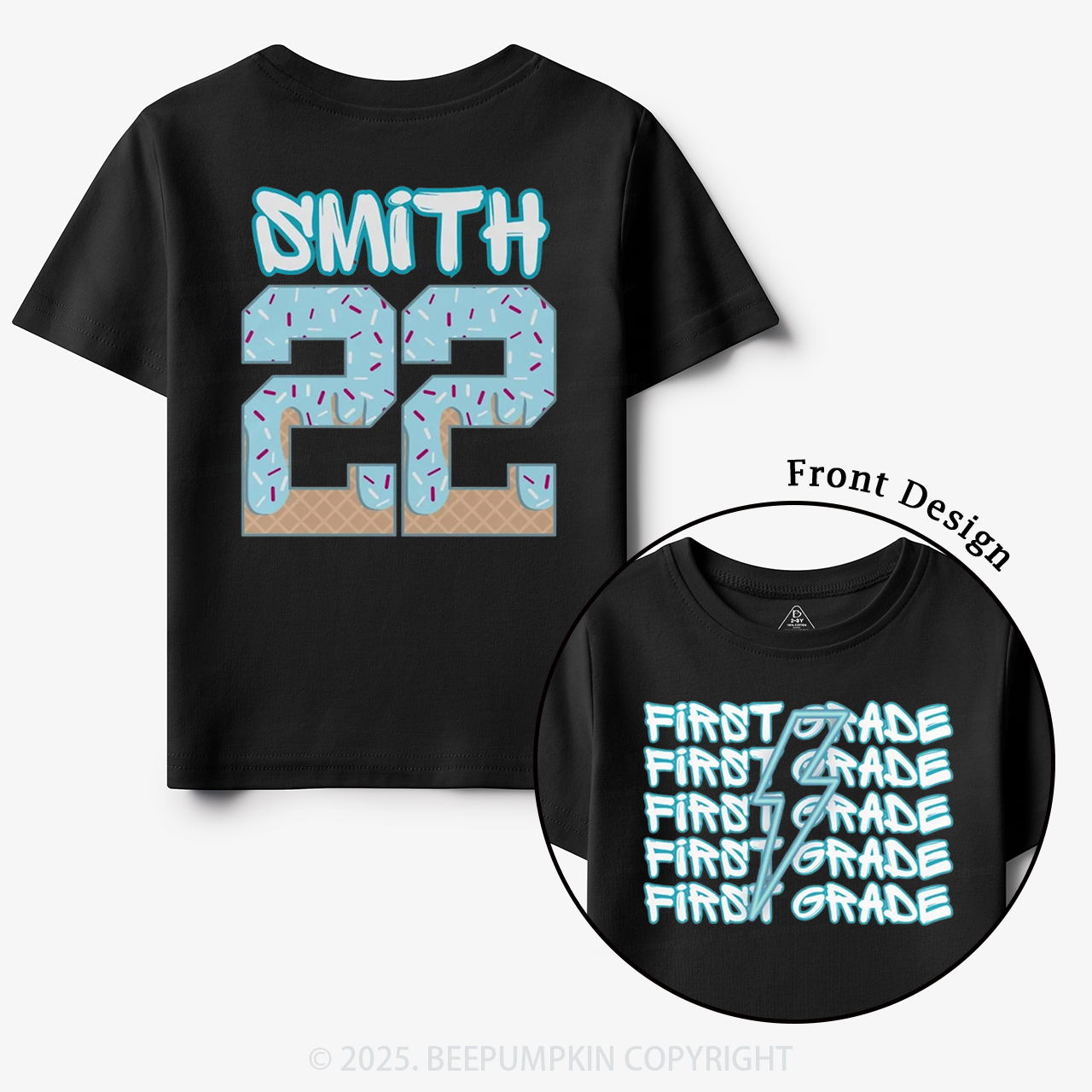 Personalized Blue Lightning Grade Toddler&Kid's Tees Beepumpkin