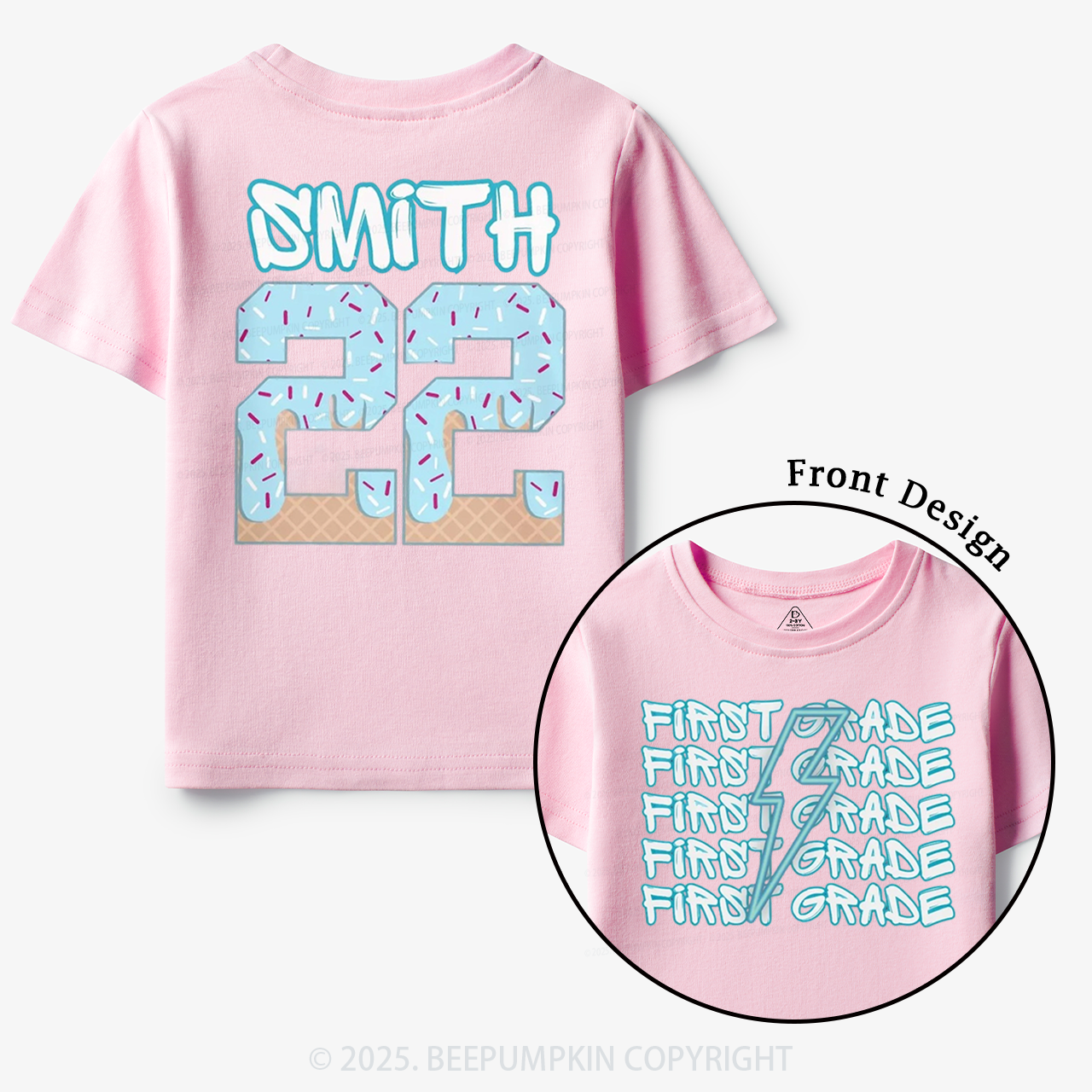 Personalized Blue Lightning Grade Toddler&Kid's Tees Beepumpkin