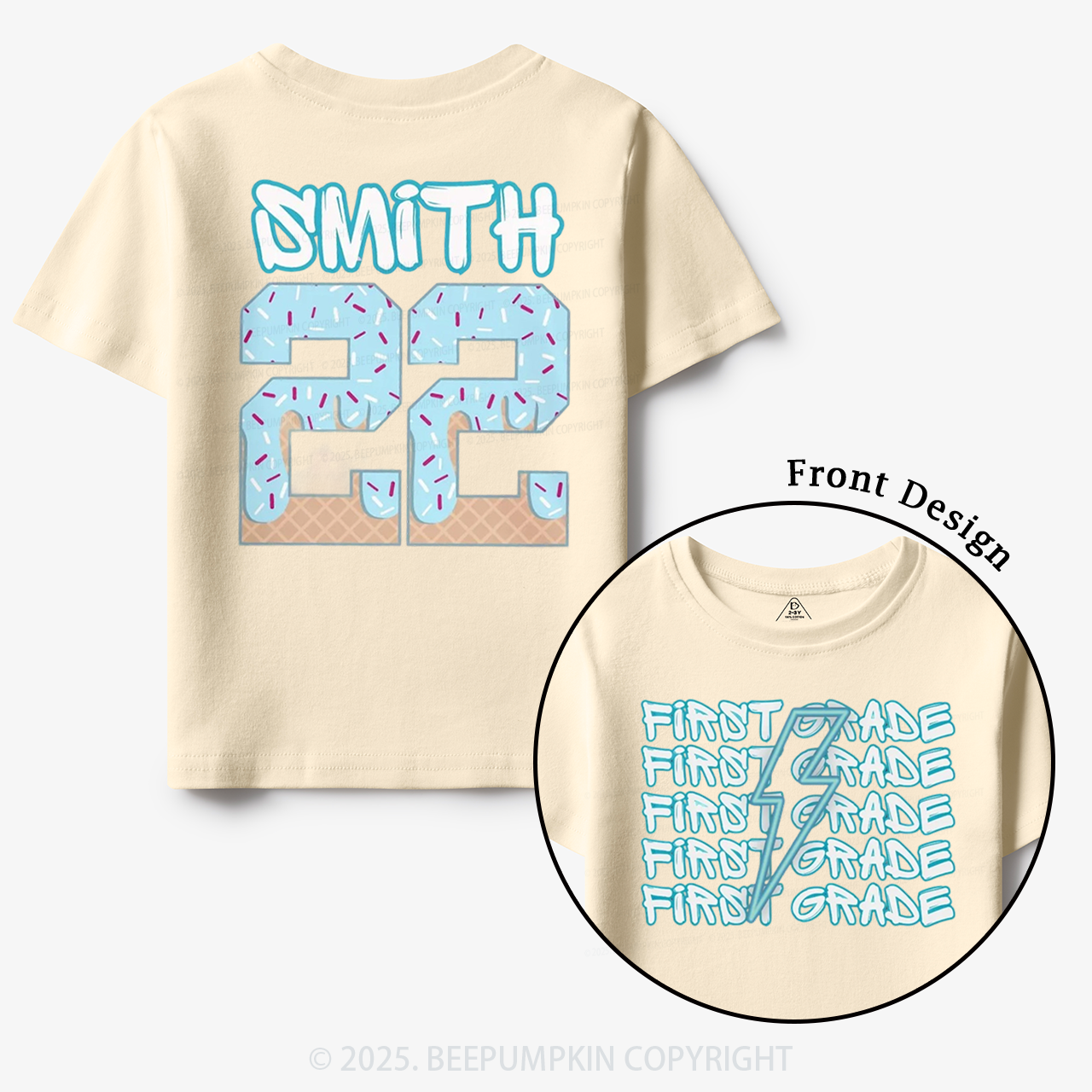 Personalized Blue Lightning Grade Toddler&Kid's Tees Beepumpkin
