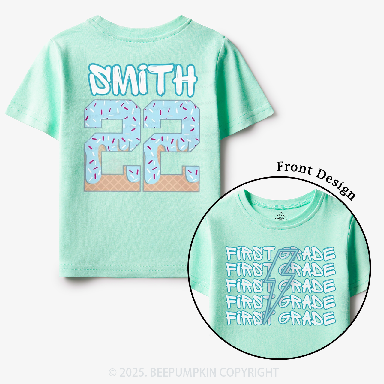 Personalized Blue Lightning Grade Toddler&Kid's Tees Beepumpkin