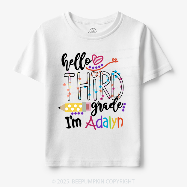 Personalized Hello School Toddler&Kid's Tees Beepumpkin