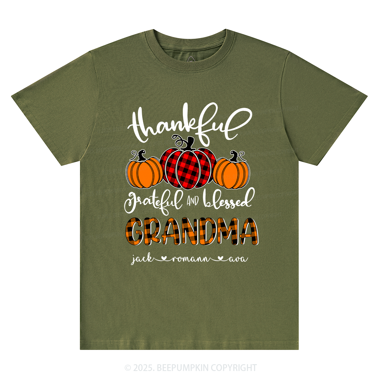 Personalized Thanksgiving Family Matching Grandparents Pumpkin Shirt