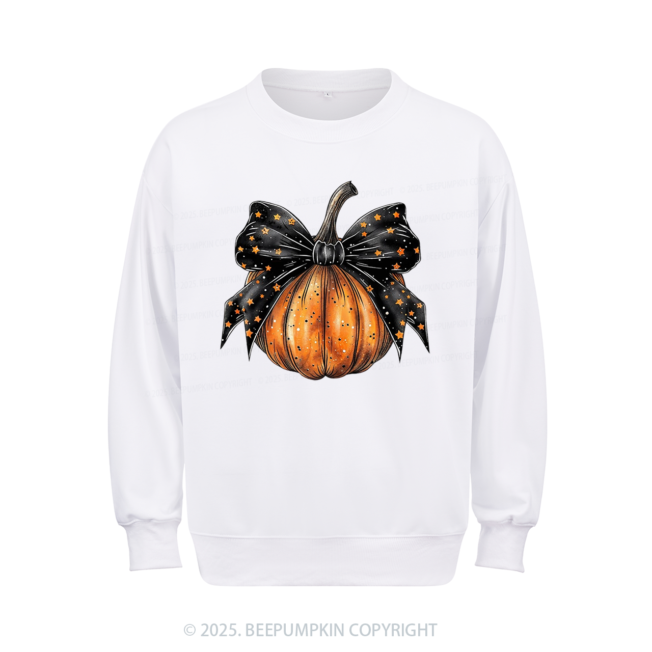 Stars Bow Halloween Sweatshirt Beepumpkin