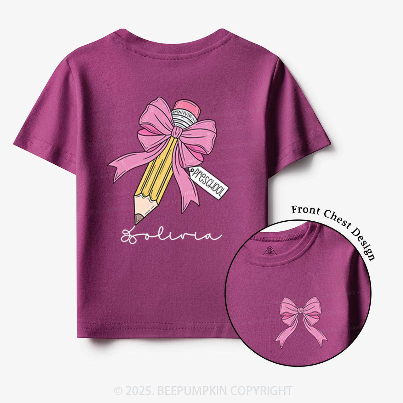 Personalized Girls Back To School Toddler&Kid's Tees Beepumpkin