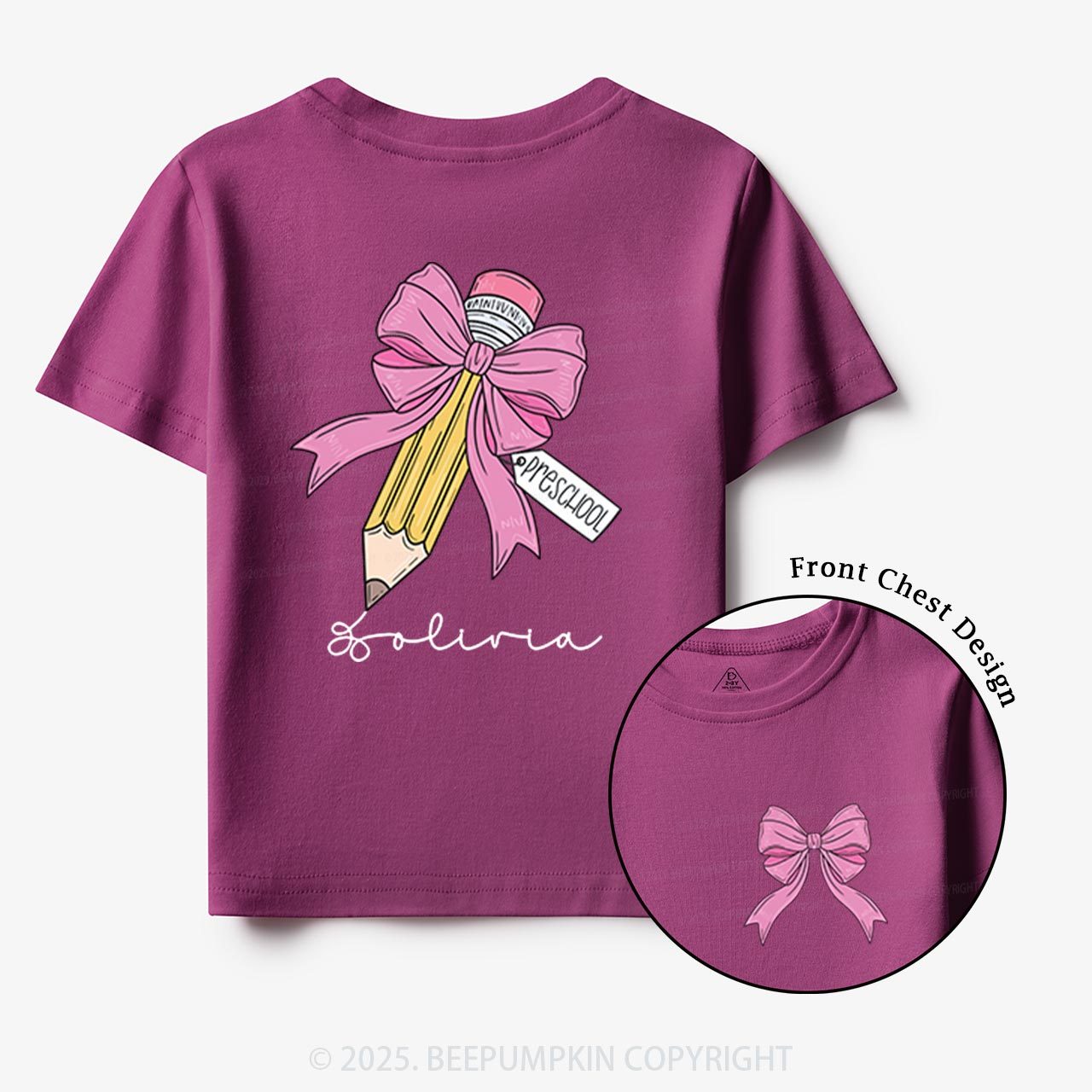 Personalized Girls Back To School Toddler&Kid's Tees Beepumpkin