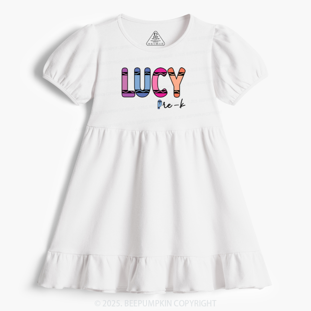 Personalized Colorful Name Magic Toddler&Kid's Ruffle Dress Beepumpkin 