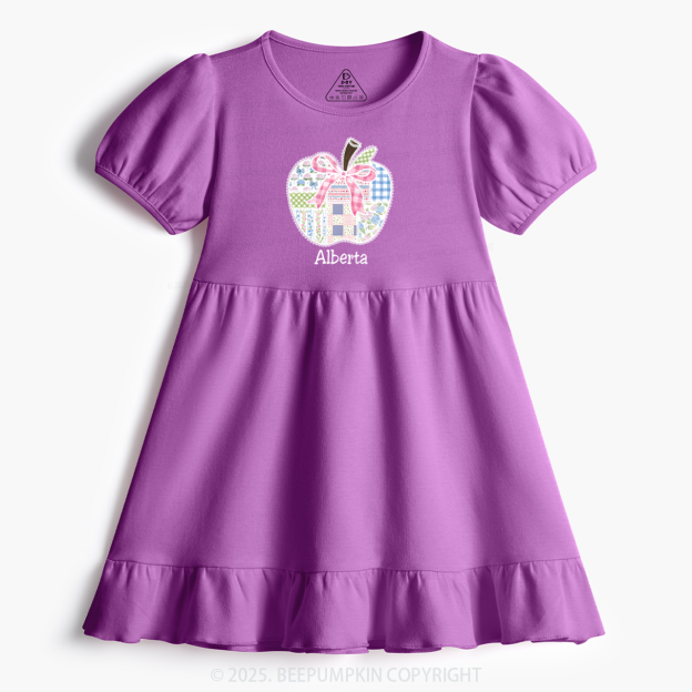Personalized Lace Apple Name Toddler&Kid's Ruffle Dress Beepumpkin 