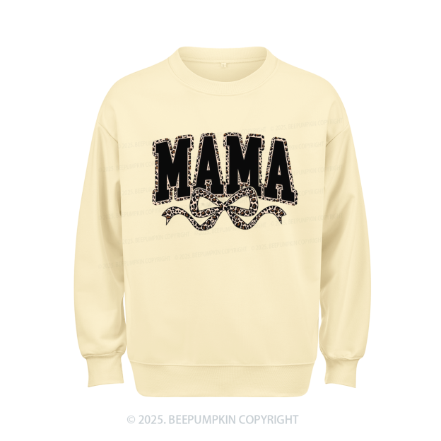 Mama Leopard Coquette Bow Sweatshirt Beepumpkin