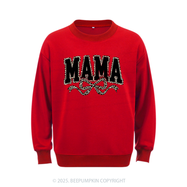 Mama Leopard Coquette Bow Sweatshirt Beepumpkin