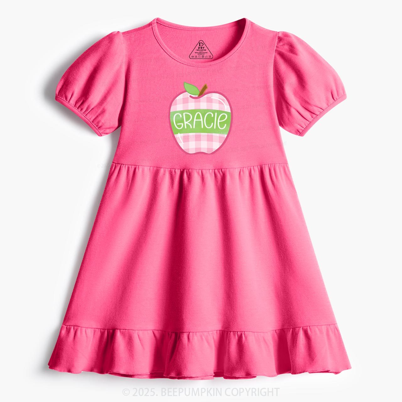 Personalized Plaid Apple Series Toddler&Kid's Ruffle Dress Beepumpkin  Sale-Beepumpkin™