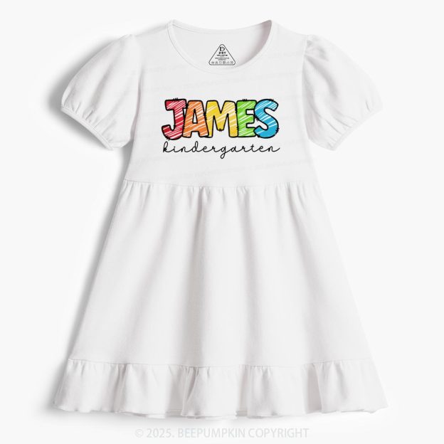 Personalized Rainbow Alphabet Name Toddler&Kid's Ruffle Dress Beepumpkin 