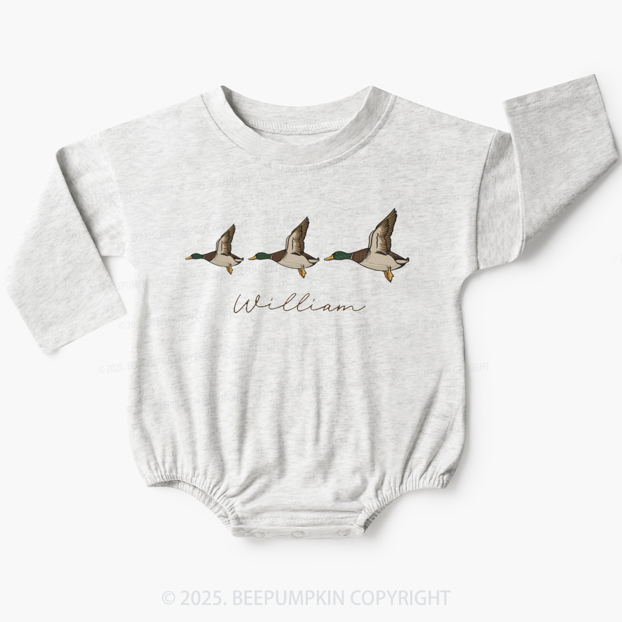 Personalized Name Mallard Duck Baby Bubble Romper Beepumpkin