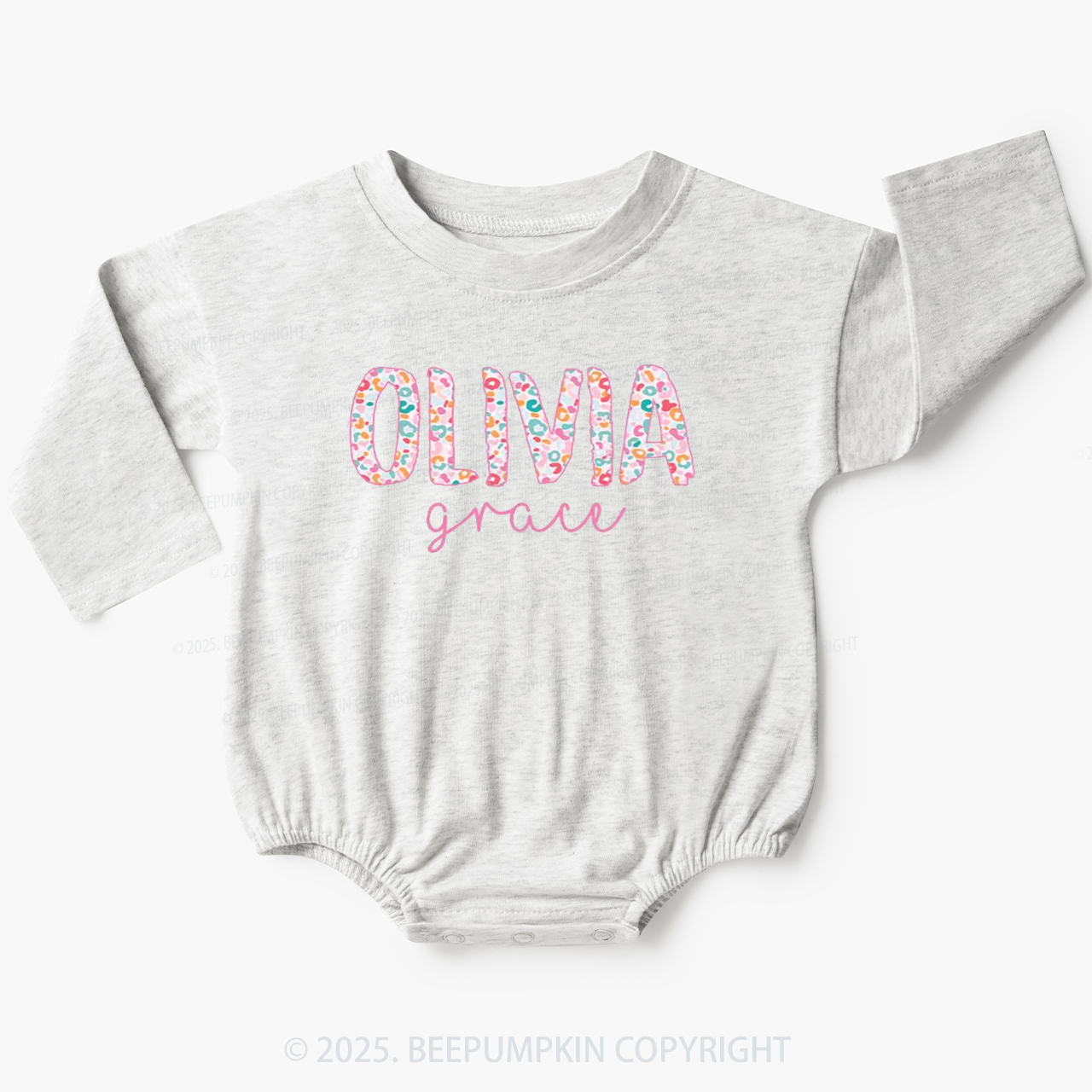 Personalized Name Flower Baby Bubble Romper Beepumpkin