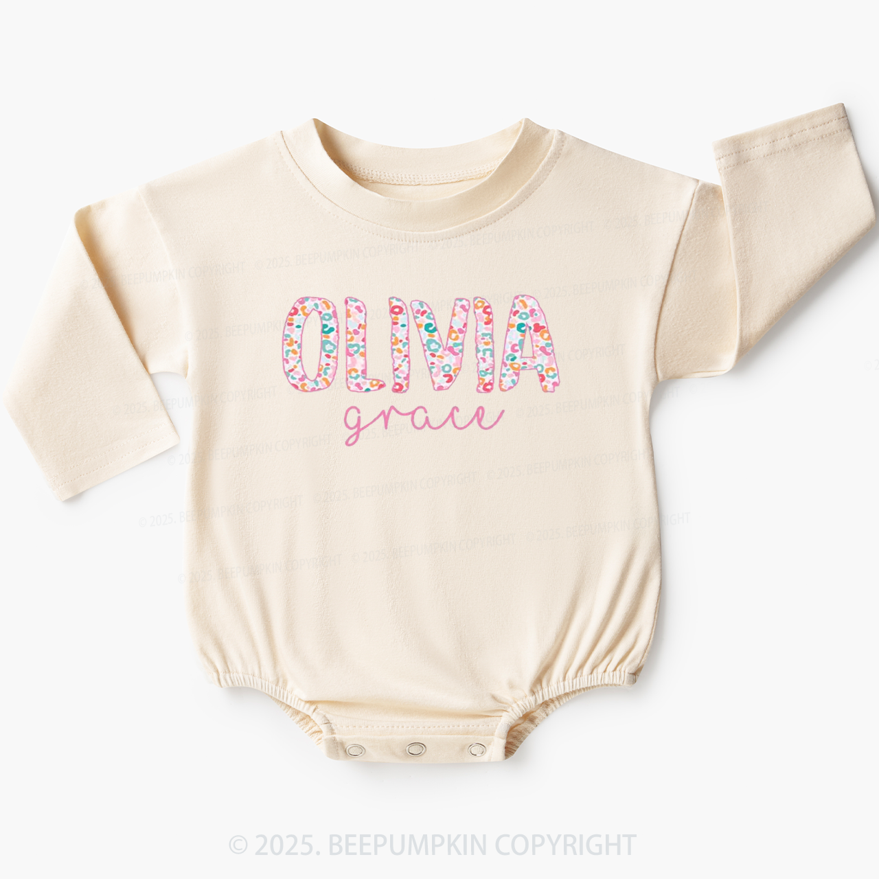 Personalized Name Flower Baby Bubble Romper Beepumpkin