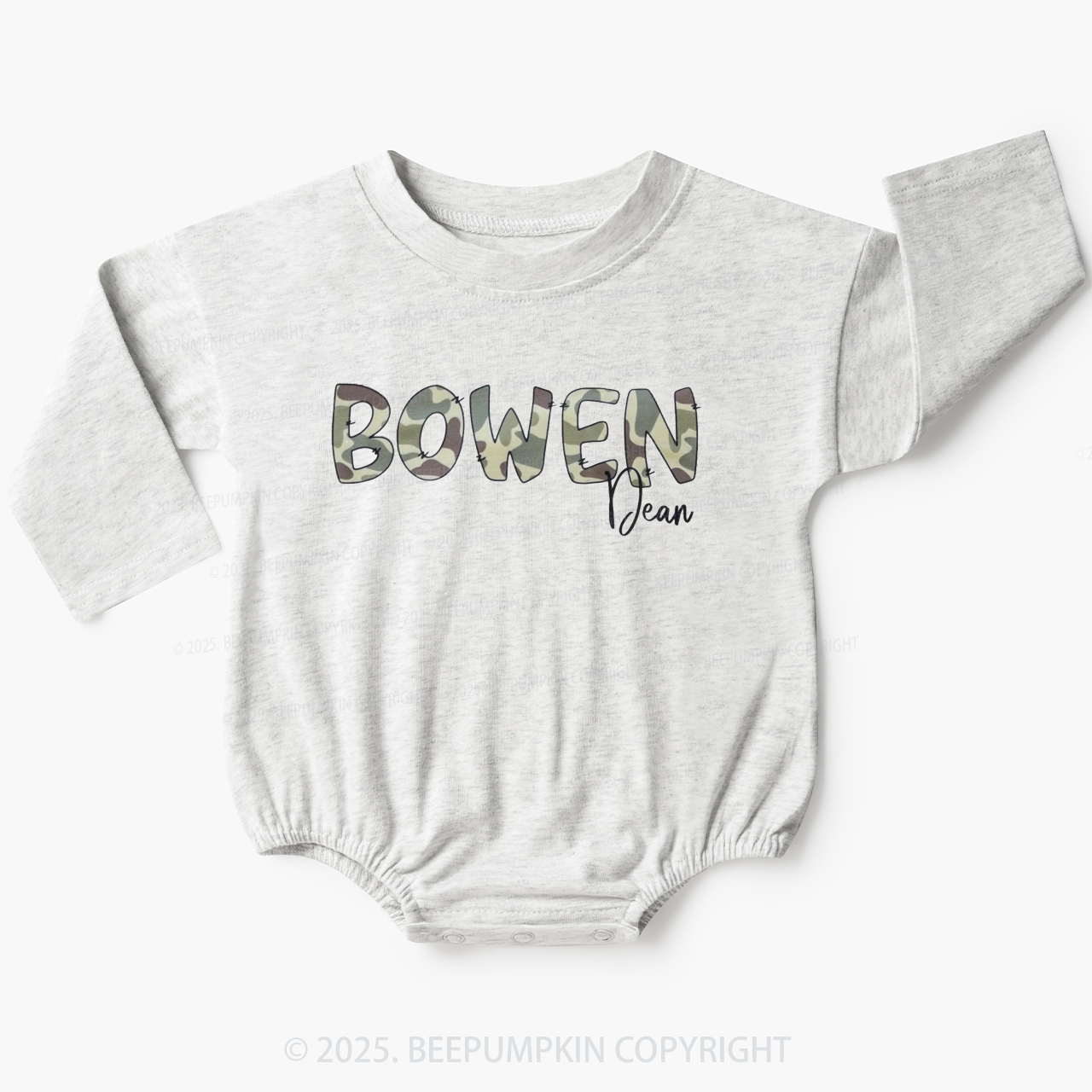 Personalized Camo Name Boy Baby Bubble Romper Beepumpkin