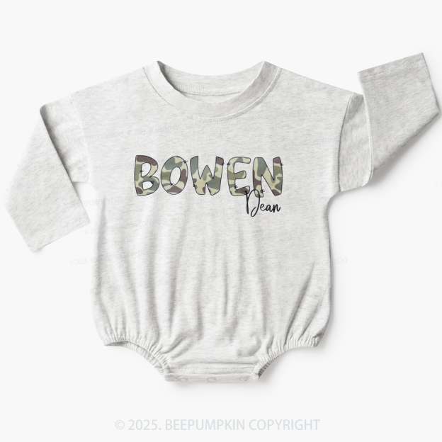 Personalized Camo Name Boy Baby Bubble Romper Beepumpkin