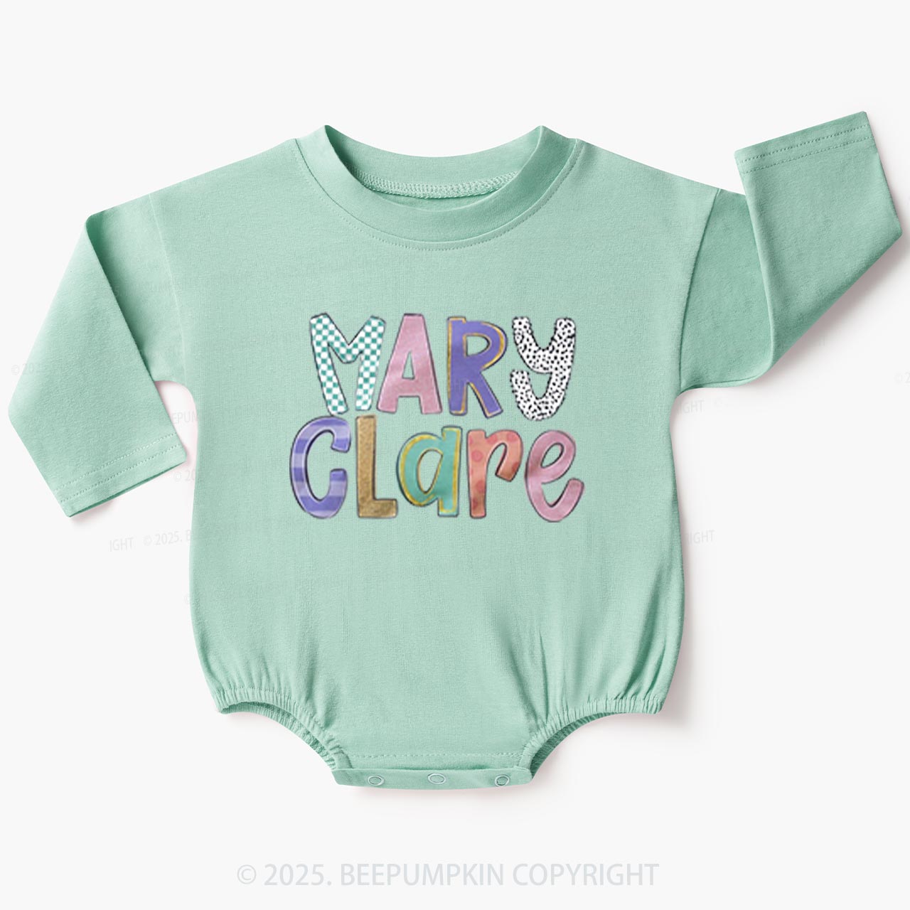 Personalized Colorful Identity Baby Bubble Romper Beepumpkin
