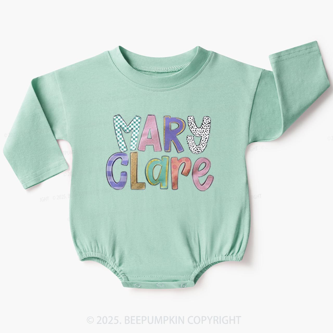 Personalized Colorful Identity Baby Bubble Romper Beepumpkin