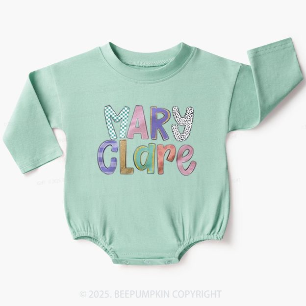 Personalized Colorful Identity Baby Bubble Romper Beepumpkin