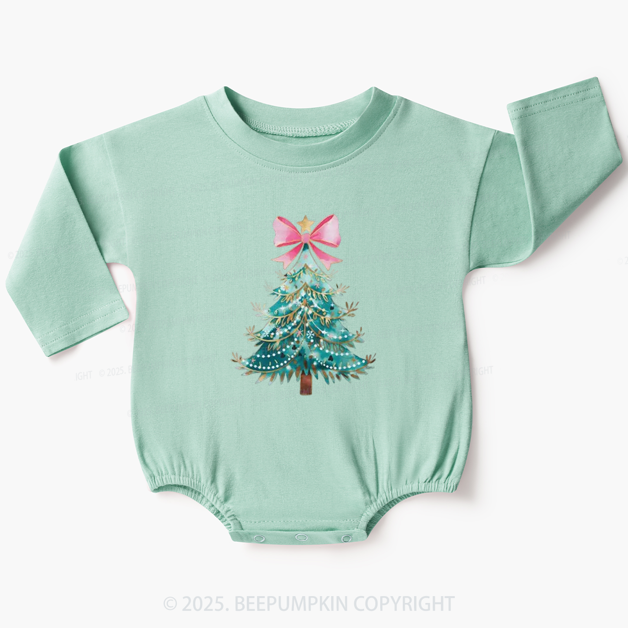 Pink Christmas Tree Bubble Romper Beepumpkin