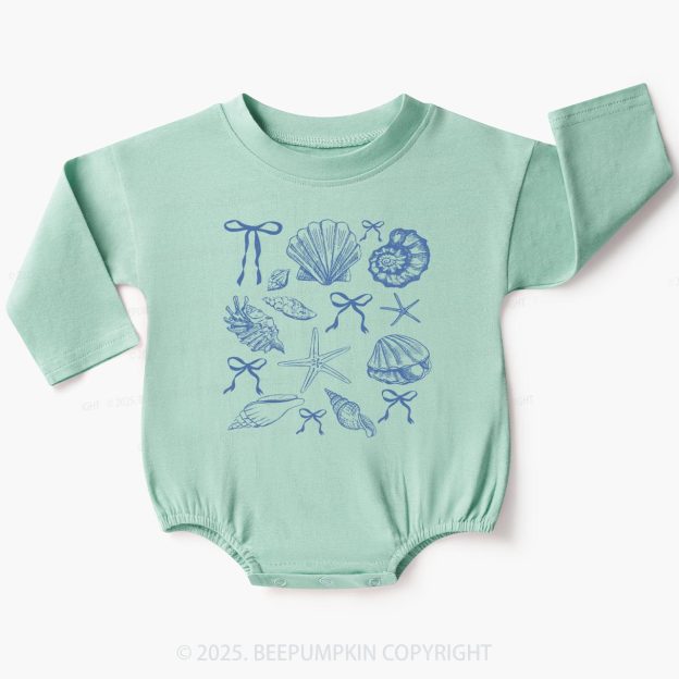 Bow Coquette Seashell Baby Bubble Romper Beepumpkin