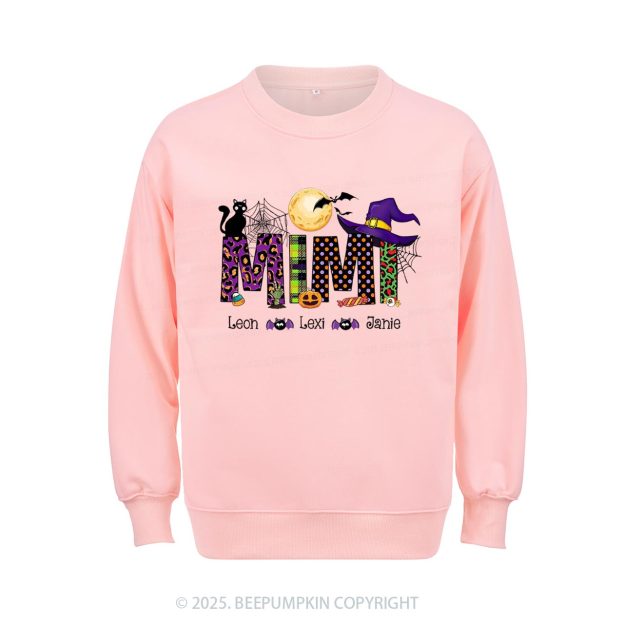 Personalized Mimi And Little Bat Halloween Sweatshirt Beepumpkin