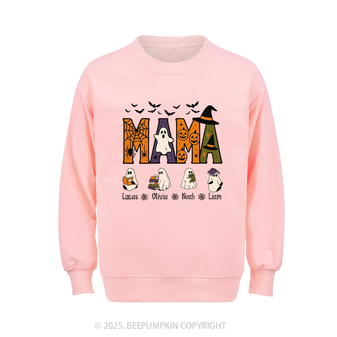 Personalized Mimi And Little Ghost Halloween Sweatshirt Beepumpkin