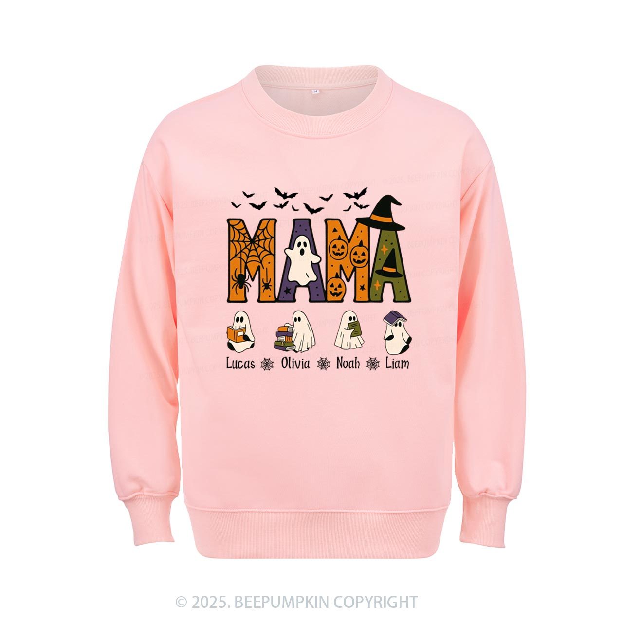 Personalized Mimi And Little Ghost Halloween Sweatshirt Beepumpkin